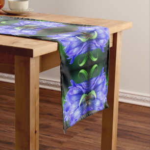 Caminho De Mesa Pequeno Abstrato de Arte da Flor Gentiana Azul
