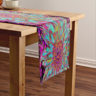 Caminho De Mesa Pequeno Abstrato Decorativa de Azul-Teal Psicodélico Dál