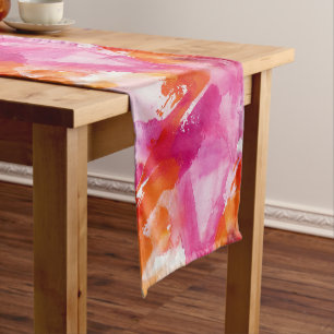 Caminho De Mesa Pequeno Abstrato Laranja Rosa-Cor-de-Água