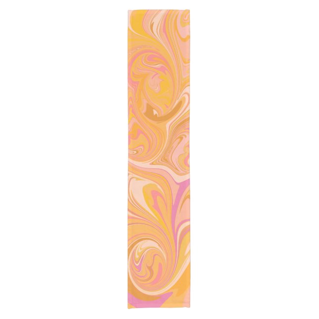 Caminho De Mesa Pequeno Abstrato Marble Swirl Art em amarelo (Frente)