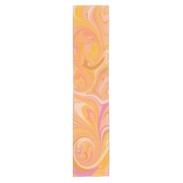 Caminho De Mesa Pequeno Abstrato Marble Swirl Art em amarelo