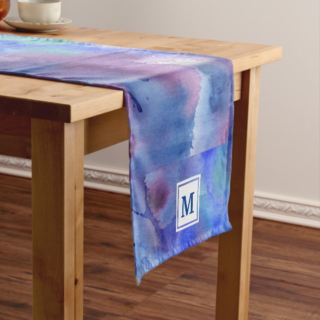 Caminho De Mesa Pequeno Abstrato Pintado à mão com de aquarela (No Local)