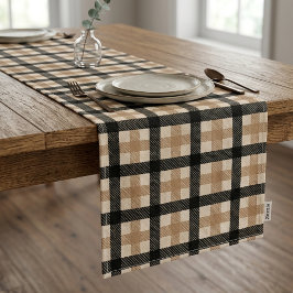 Caminho De Mesa Pequeno Academia Sombria Xadrez Preto e Camelo