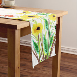 Caminho De Mesa Pequeno Amarelo de Aquarela Floral