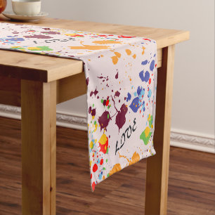 Caminho De Mesa Pequeno Amor Moderno Pintura Colorida de Primavera Salpico
