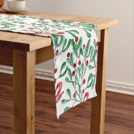 Caminho De Mesa Pequeno Aquarela Pintada à Mão de Visco Rústico de Natal