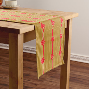 Caminho De Mesa Pequeno Arco Dourado e vermelho