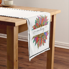 Caminho De Mesa Pequeno Arco-íris e estampa de leopardo personalizada tab 