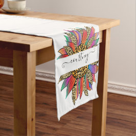 Caminho De Mesa Pequeno Arco-íris e estampa de leopardo personalizados  