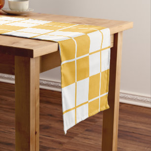 Caminho De Mesa Pequeno Argyle Checkerboard Xadrez amarelo