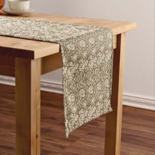 Caminho De Mesa Pequeno Art Nouveau Carnação Damask, Taupe e Cream