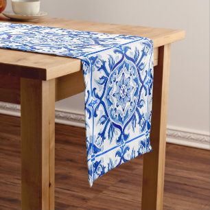 Caminho De Mesa Pequeno Arte barroca italiana mosaica azul
