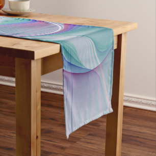 Caminho De Mesa Pequeno Arte Fractal de Turquesa Azul Cor-de-Rosa Moderna