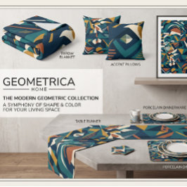 Caminho De Mesa Pequeno Arte Geométrica Abstrata Moderna - Laranja Teal Re