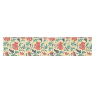 Caminho De Mesa Pequeno Arte Nova Antiga Chinoiserie Floral Vermelho Chinê