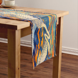 Caminho De Mesa Pequeno Arte Retro Art Nouveau Friso de Flamingos Voadores