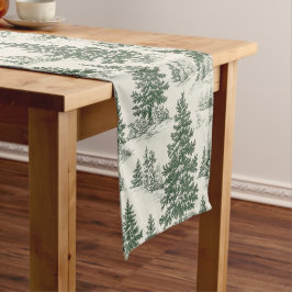 Caminho De Mesa Pequeno Árvore de Natal Toile De Jouy Green Tablecloth