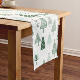 Caminho De Mesa Pequeno Árvores de Natal modernas, brancas e verdes