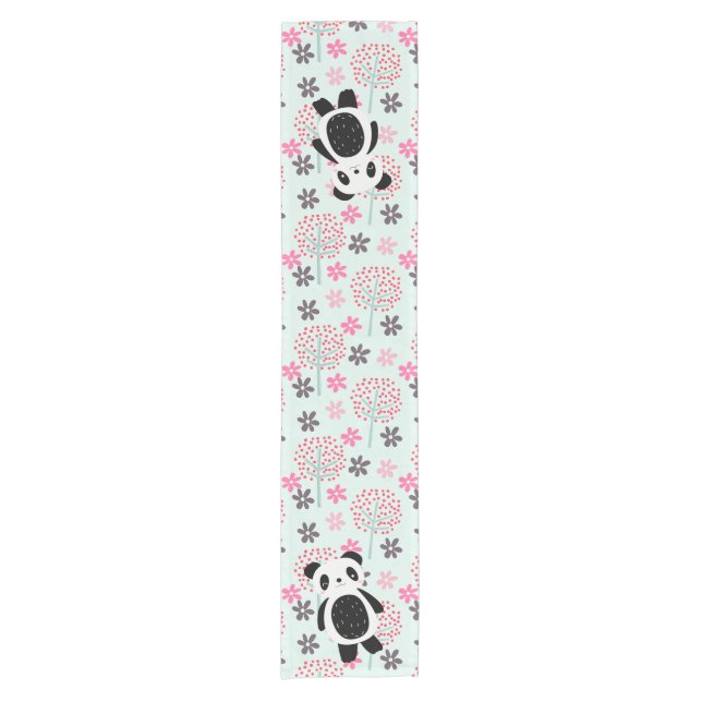 Caminho De Mesa Pequeno Árvores, Flores e Ursos de Panda (Frente)