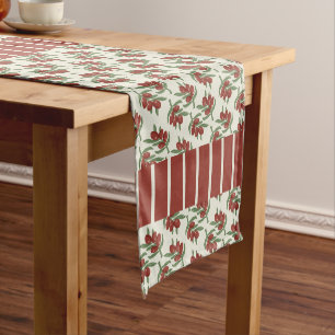 Caminho De Mesa Pequeno Azeitona Vermelha e Mesa de Stripes