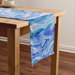 Caminho De Mesa Pequeno Azul Branco Rosa Azul Turquesa Lilás Ágata Marmore