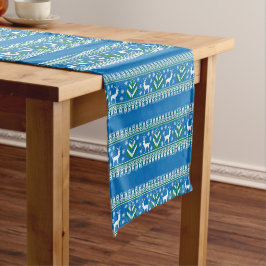 Caminho De Mesa Pequeno Azul de Inverno e Verde Natal Fair Isle