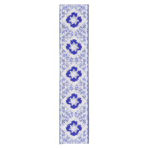 Caminho De Mesa Pequeno Azul de rendas cerâmicas de Grécia e floco de neve