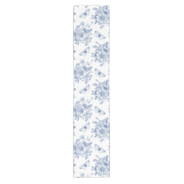 Caminho De Mesa Pequeno Azul e Branco Francês Country