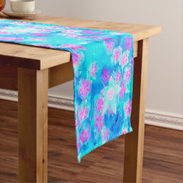 Caminho De Mesa Pequeno Azul e Rosa Quente - Suculente Submarino