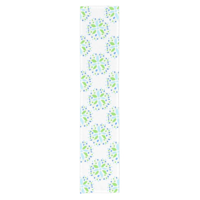 Caminho De Mesa Pequeno Azul e verde com padrão (Frente)