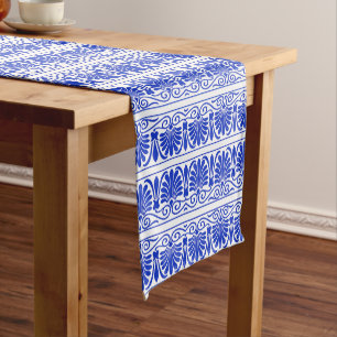 Caminho De Mesa Pequeno Azul-padrão árabe mediterrânico grego