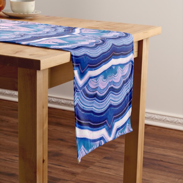 Caminho De Mesa Pequeno Azul-rosa Agato Branco Boho Mandala (No Local)