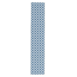 Caminho De Mesa Pequeno Azul Tropical Branco Ikat Quadrefólio Padrão Artís