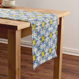 Caminho De Mesa Pequeno Azulejos Portugueses - Azulejo - Padrão Azul e Ama