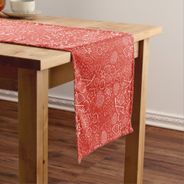 Caminho De Mesa Pequeno Baga Morango Cereja Branco Desenhado à mão Moderno