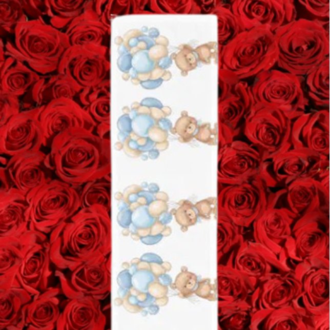 Caminho De Mesa Pequeno Balão de Urso de Pelúcia Azul (Add warmth and charm to your space with our Teddy Bear Balloon Blue Short Table Runner. )