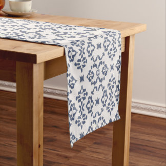 Caminho De Mesa Pequeno Bali Boho Azul e Branco