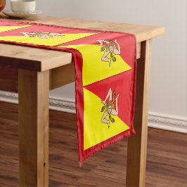 Caminho De Mesa Pequeno Bandeira siciliana e fã de esportes decor / Sicíli