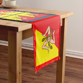 Caminho De Mesa Pequeno Bandeira siciliana e fã de esportes decor / Sicíli
