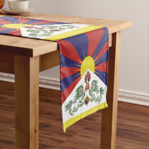 Caminho De Mesa Pequeno Bandeira tibetana e fã de esportes decor / Shor do