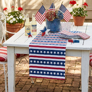 Caminho De Mesa Pequeno Bandeiras e estrelas americanas corredor de mesa c