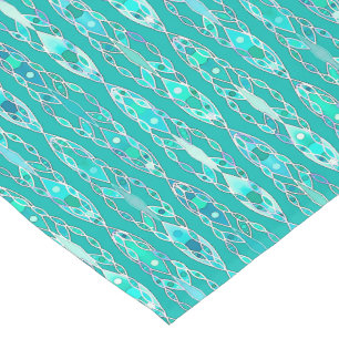 Caminho De Mesa Pequeno Batik tribal - turquesa e água-marinha