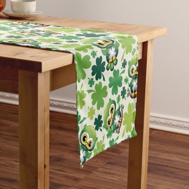 Caminho De Mesa Pequeno Bebê Coruja Fofo St Patrick Desenho Animado (No Local)