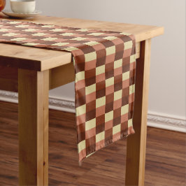 Caminho De Mesa Pequeno Beige and Rusty Color Blocks