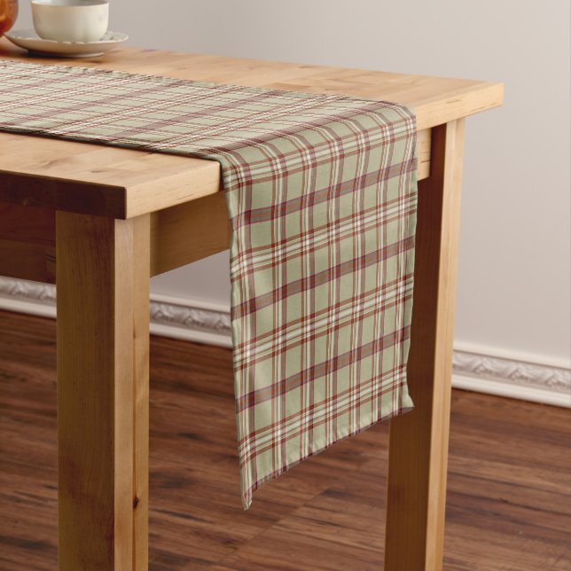 Caminho De Mesa Pequeno Beige Burgundy White Plaid Classic Table Runner (No Local)
