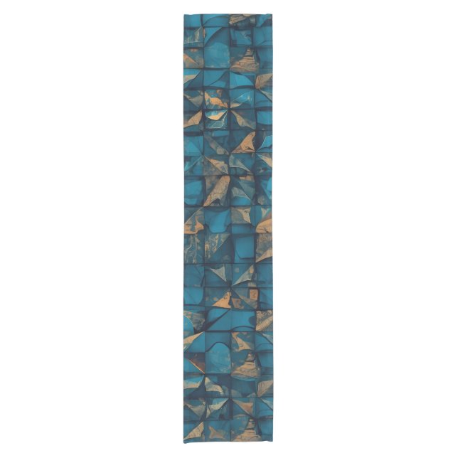 Caminho De Mesa Pequeno Bela Aparência de Patchwork em Teal Escuro (Frente)