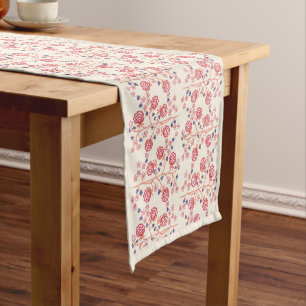 Caminho De Mesa Pequeno Belas árvores e flores pintadas à mão