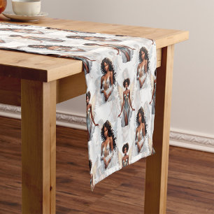 Caminho De Mesa Pequeno Belo design de padrão de anjos meninas negras