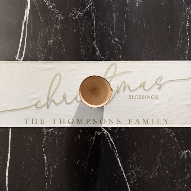 Caminho De Mesa Pequeno Bênçãos Simples De Caligrafia Dourada (Christmas gold calligraphy script custom table runner)