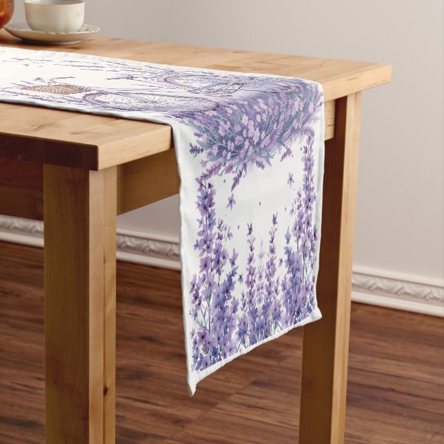 Caminho De Mesa Pequeno Bicicleta de lavanda com cesto - Floral encantador (No Local)